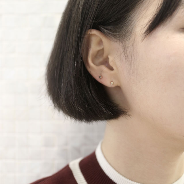 tiny rough diamond 14k earrings - black, olive gre