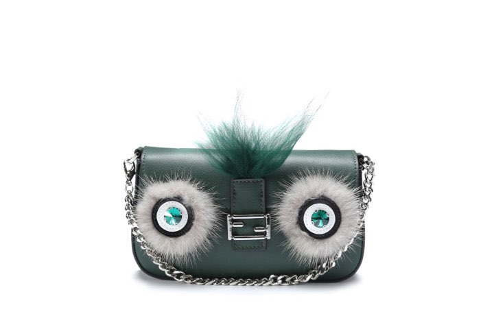 New Mubi Cubic Mink Fur Cowhide Mini Cross Bag Owl