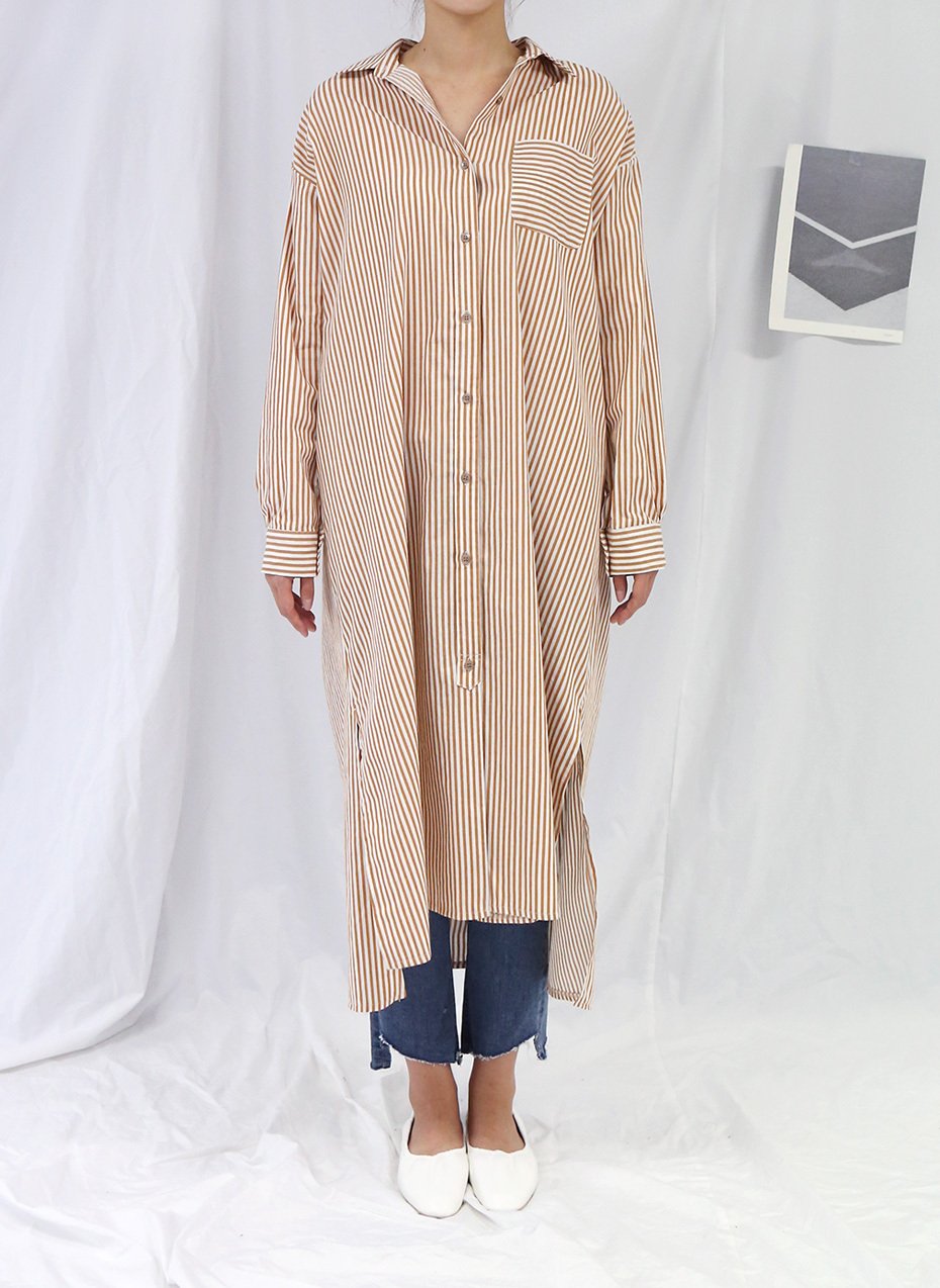 New Vivid Stripe Shirts Long Dresses Matching Ifth