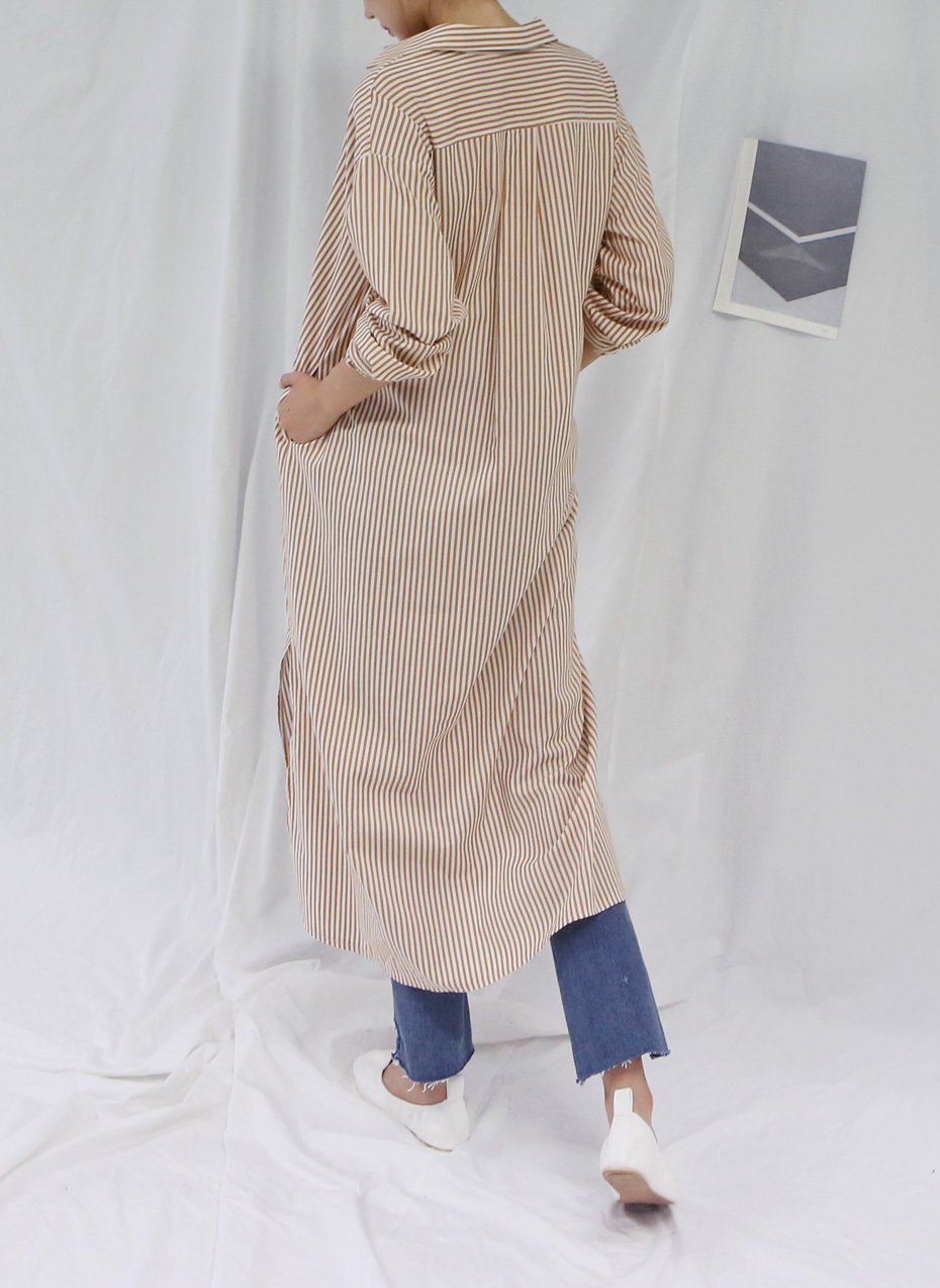 New Vivid Stripe Shirts Long Dresses Matching Ifth
