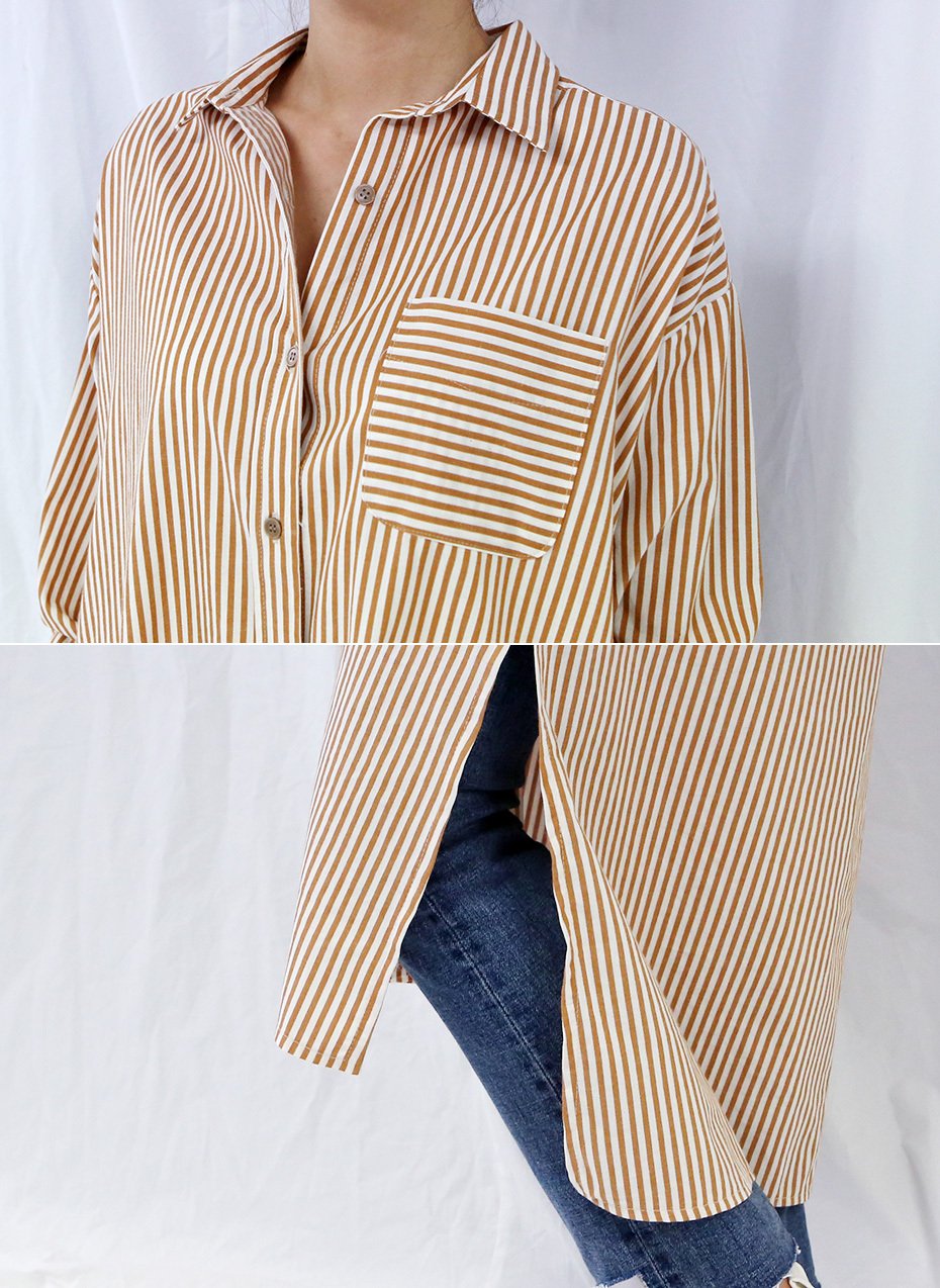 New Vivid Stripe Shirts Long Dresses Matching Ifth
