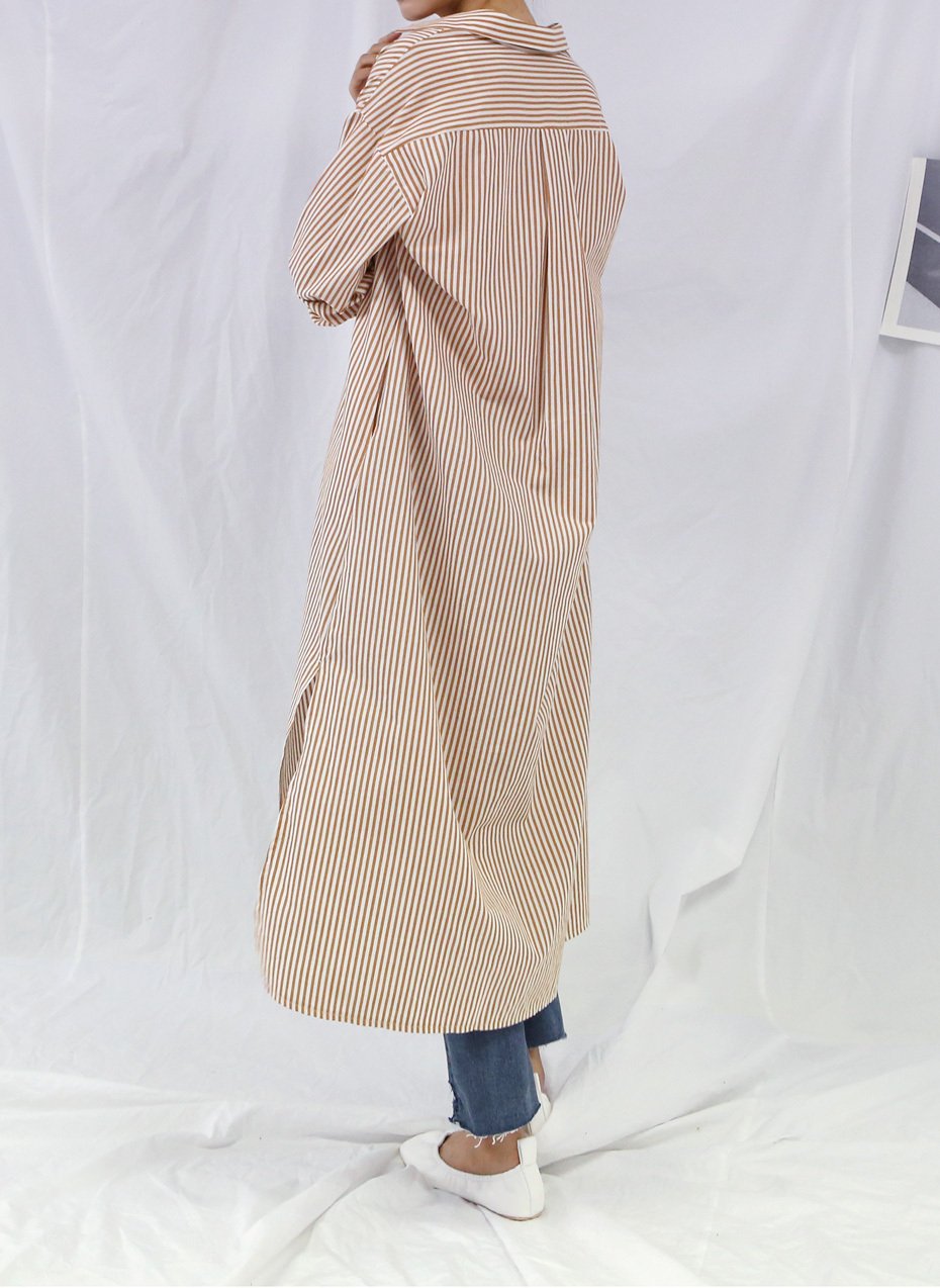 New Vivid Stripe Shirts Long Dresses Matching Ifth