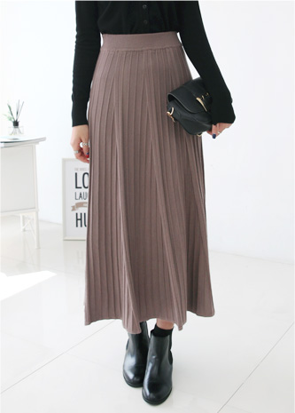 Knitted Pleated Skirt Melin Flare Long Long Long G
