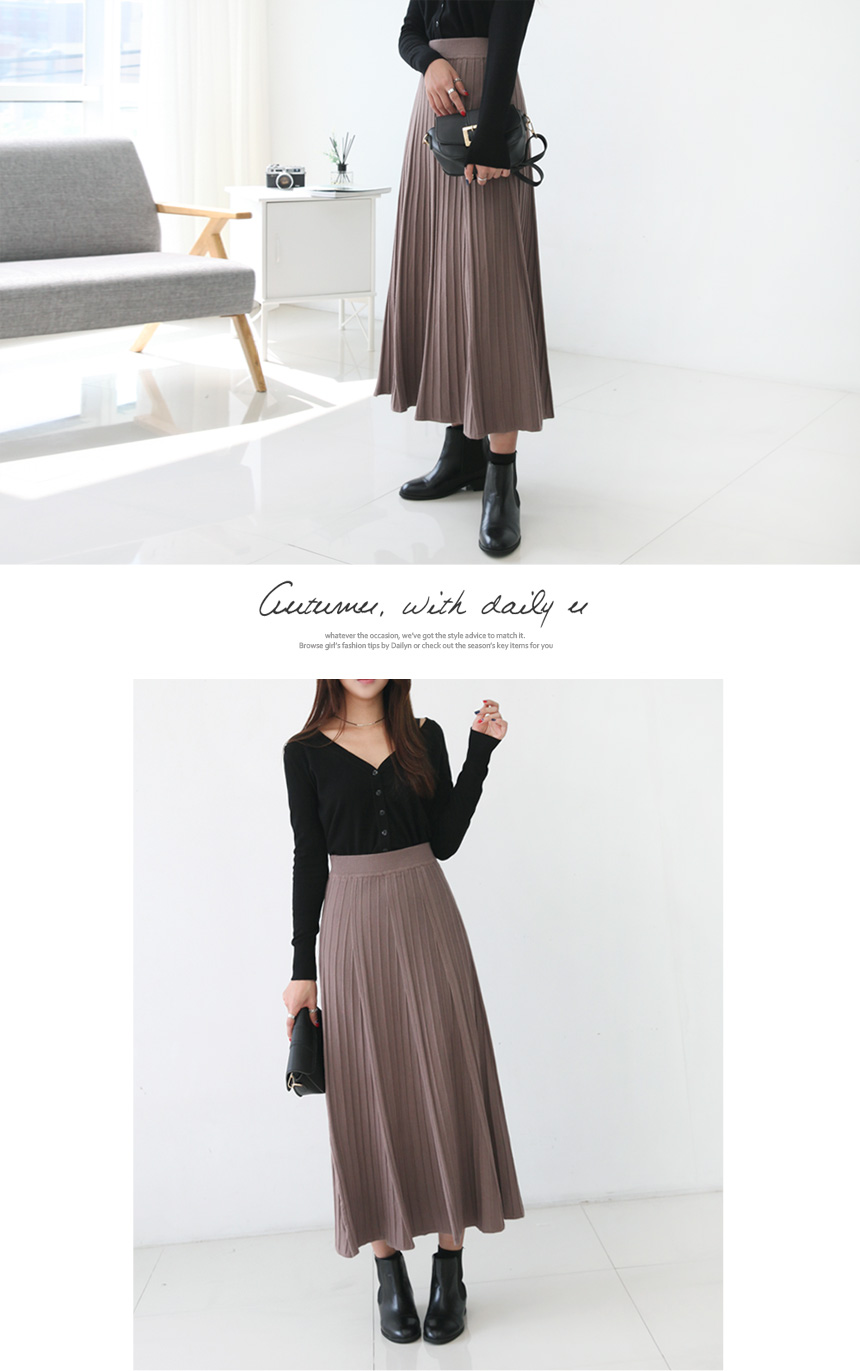 Knitted Pleated Skirt Melin Flare Long Long Long G