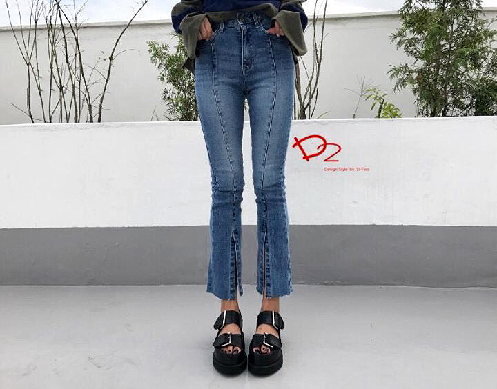 Women Jeans Pants Evisu Cutting Washing Blue Boots