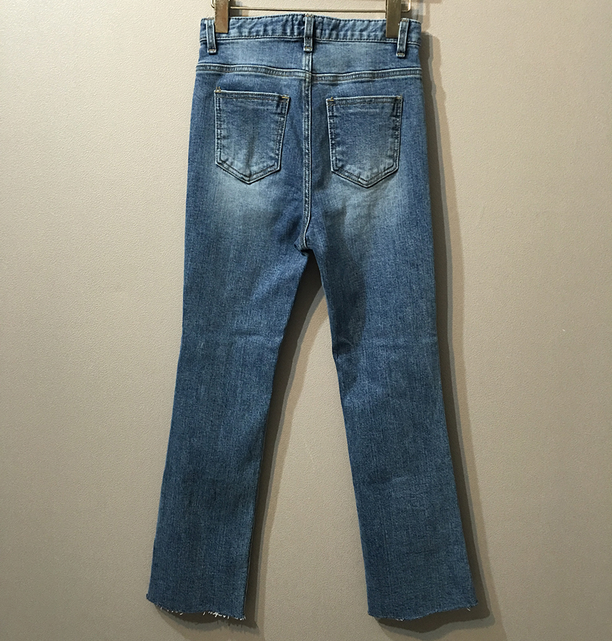 Women Jeans Pants Evisu Cutting Washing Blue Boots