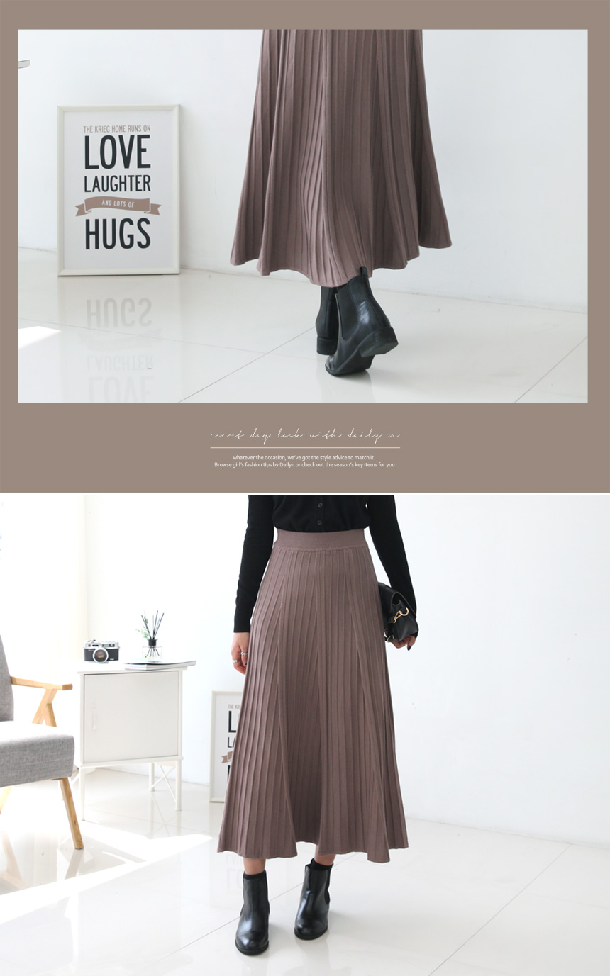 Knitted Pleated Skirt Melin Flare Long Long Long G