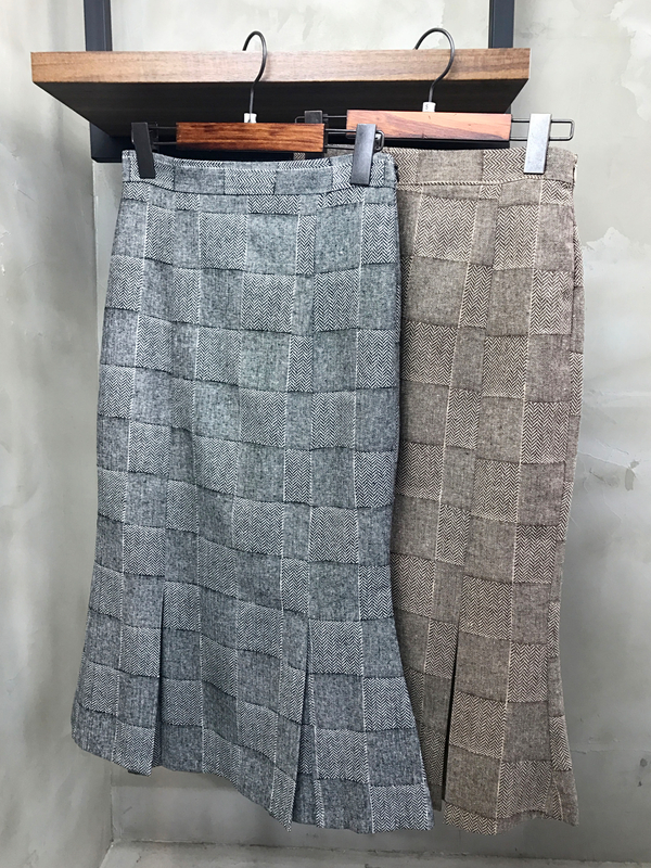 Mermaid Herringbone Check Pleated Skirt 2color Sho