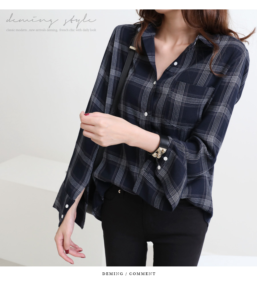 Dimming Bono Check Shirt, 3 Color Autumn South Fem