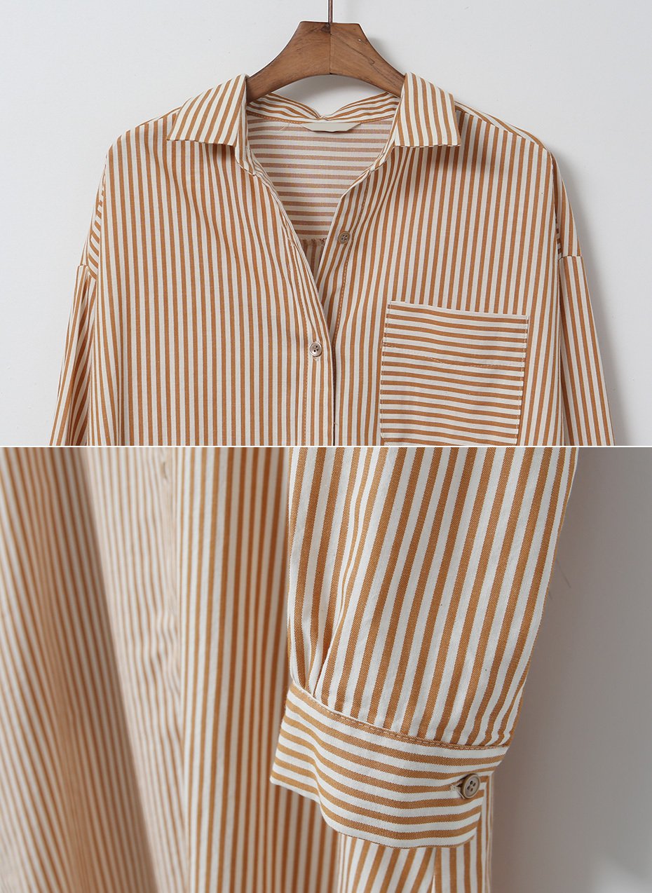 New Vivid Stripe Shirts Long Dresses Matching Ifth