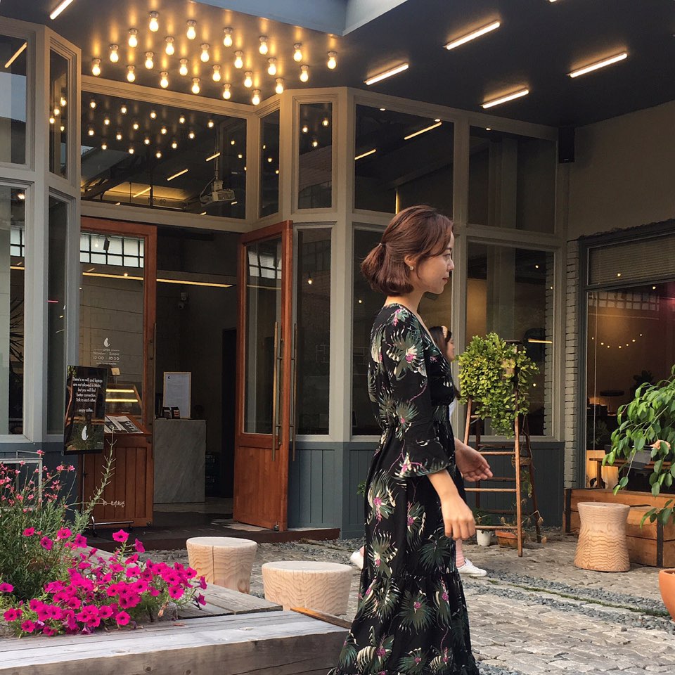 New Women Dress Shirring Flower Dress Black Wine 2