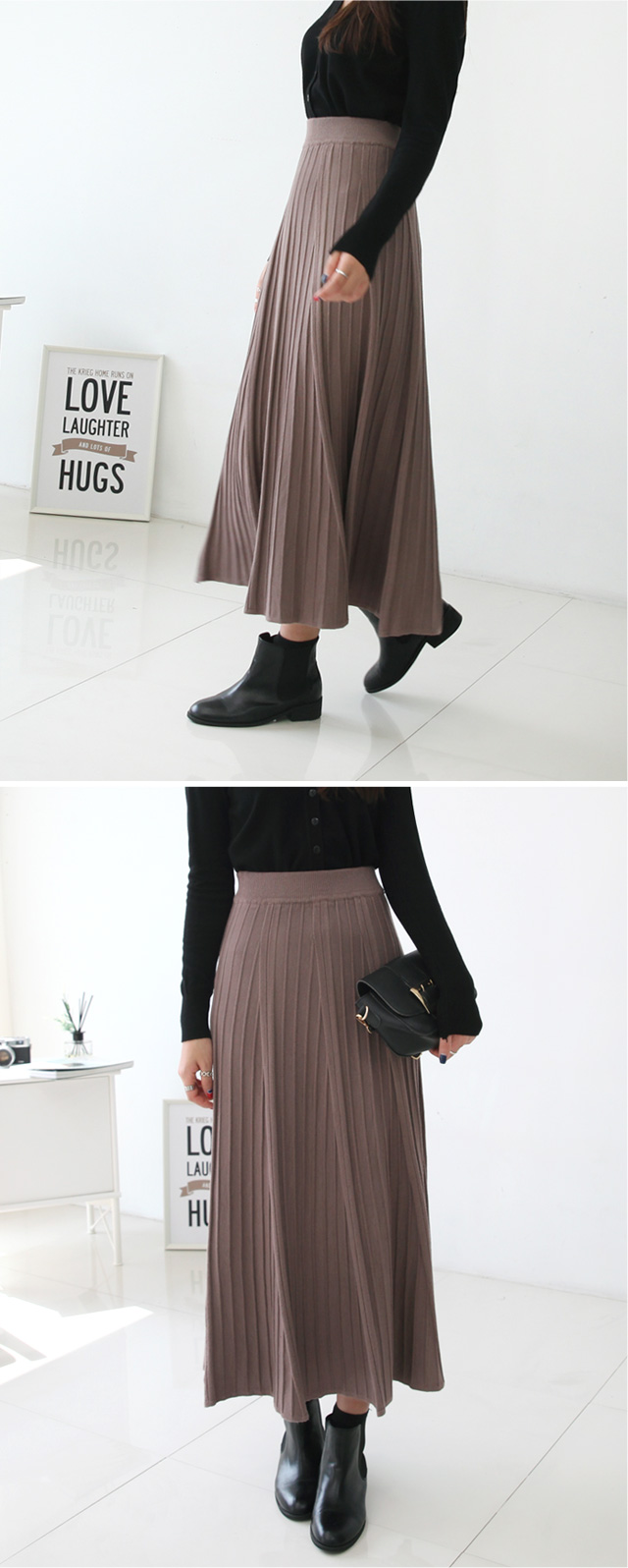 Knitted Pleated Skirt Melin Flare Long Long Long G