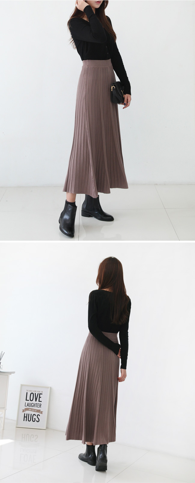 Knitted Pleated Skirt Melin Flare Long Long Long G