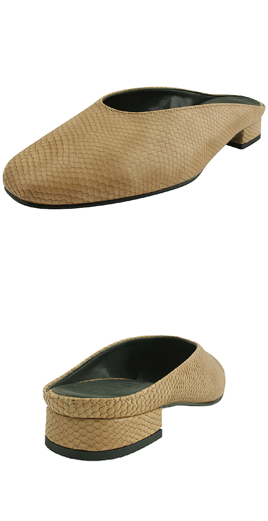 New Square Nose Snake Blower Beige Slippers Square