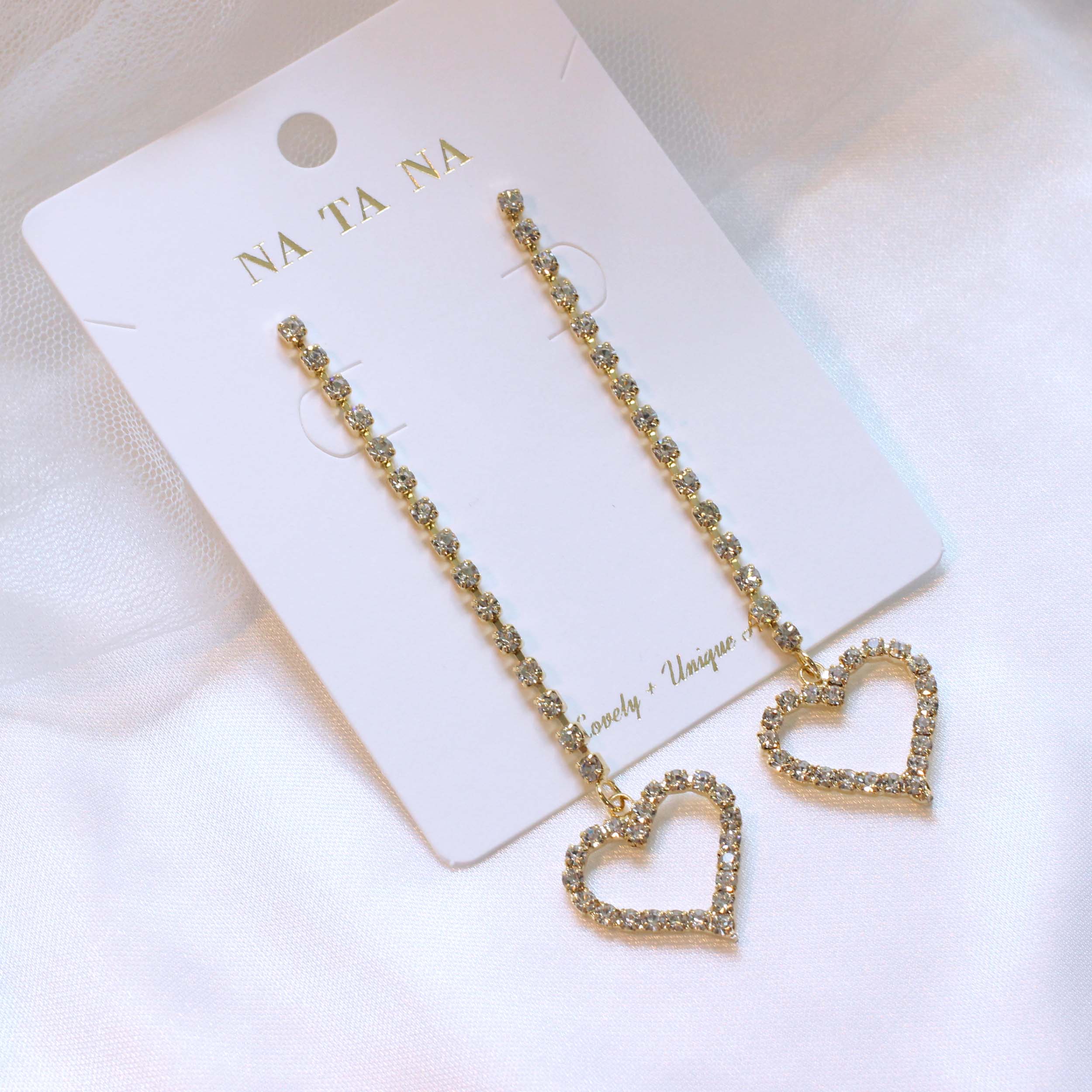 Simple Cubic Heart Drop Earrings Spinning Antique 