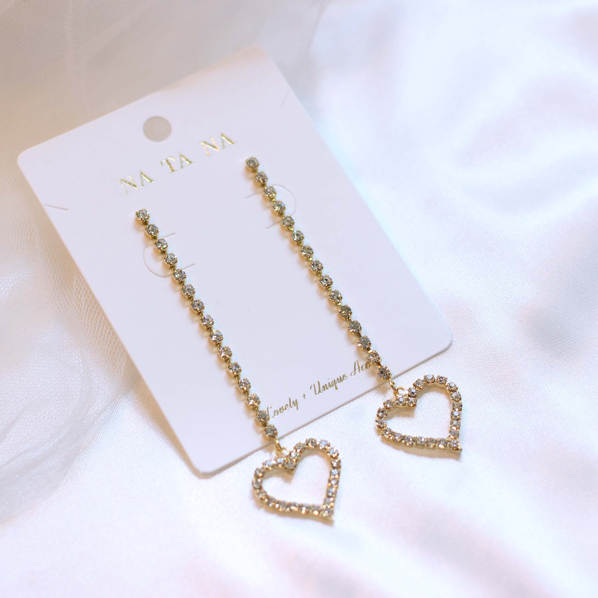 Simple Cubic Heart Drop Earrings Spinning Antique 