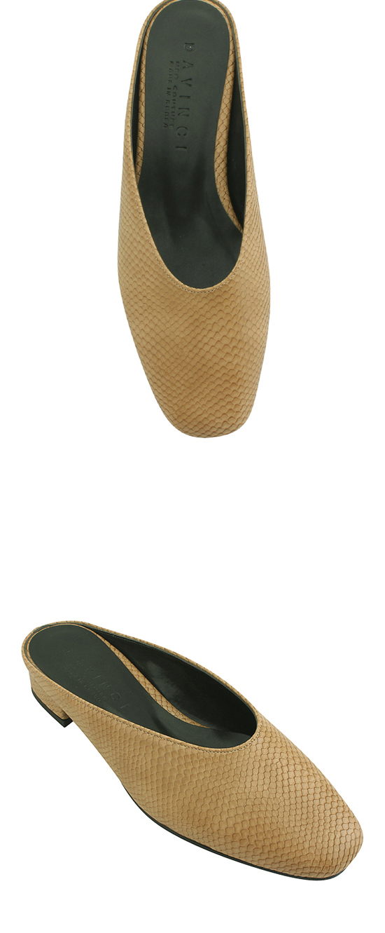 New Square Nose Snake Blower Beige Slippers Square