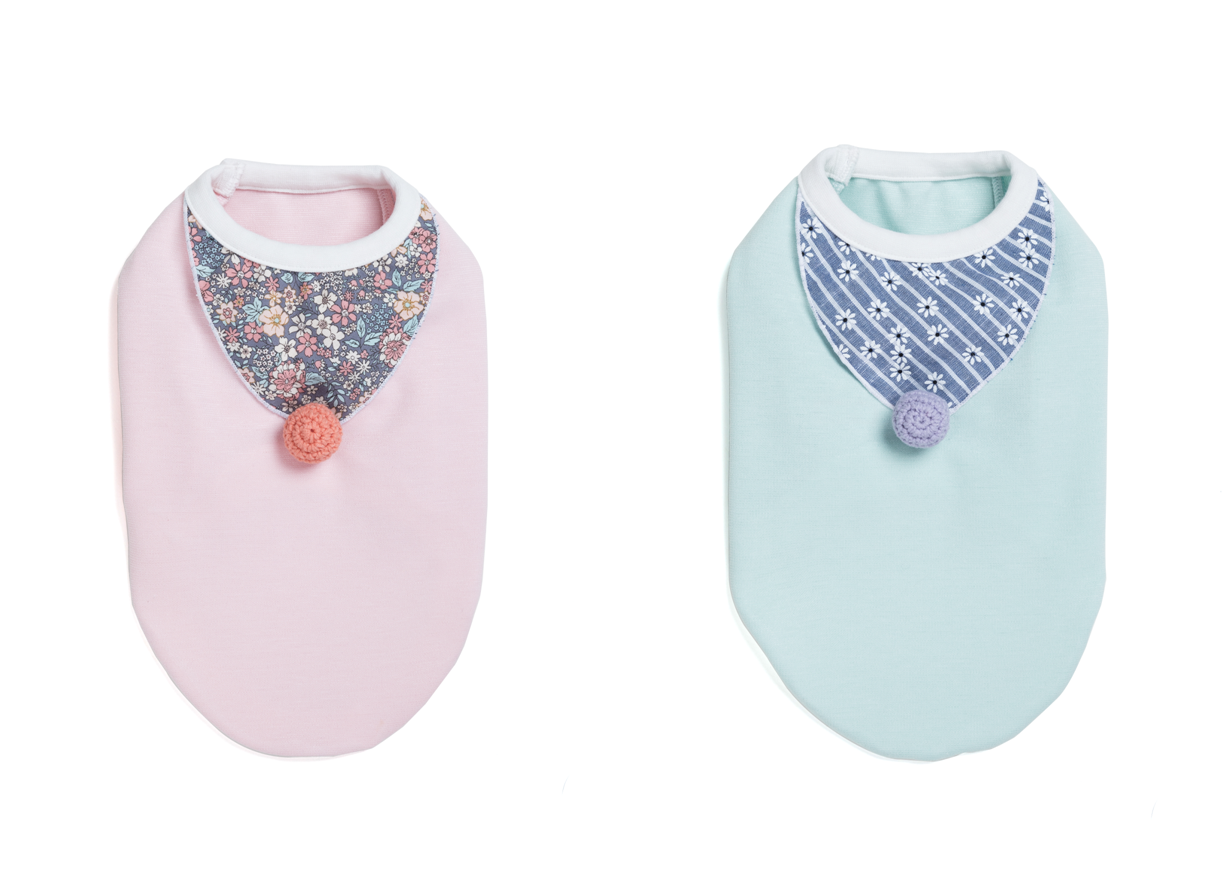 NEW DOG FASHION Tongue Pom Pom Scarf T-Shirt Puppy