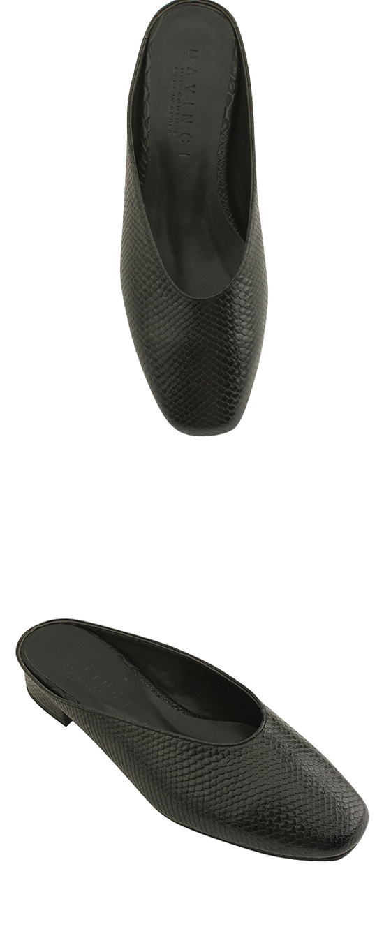 New Square Nose Snake Blower Black Slippers Square