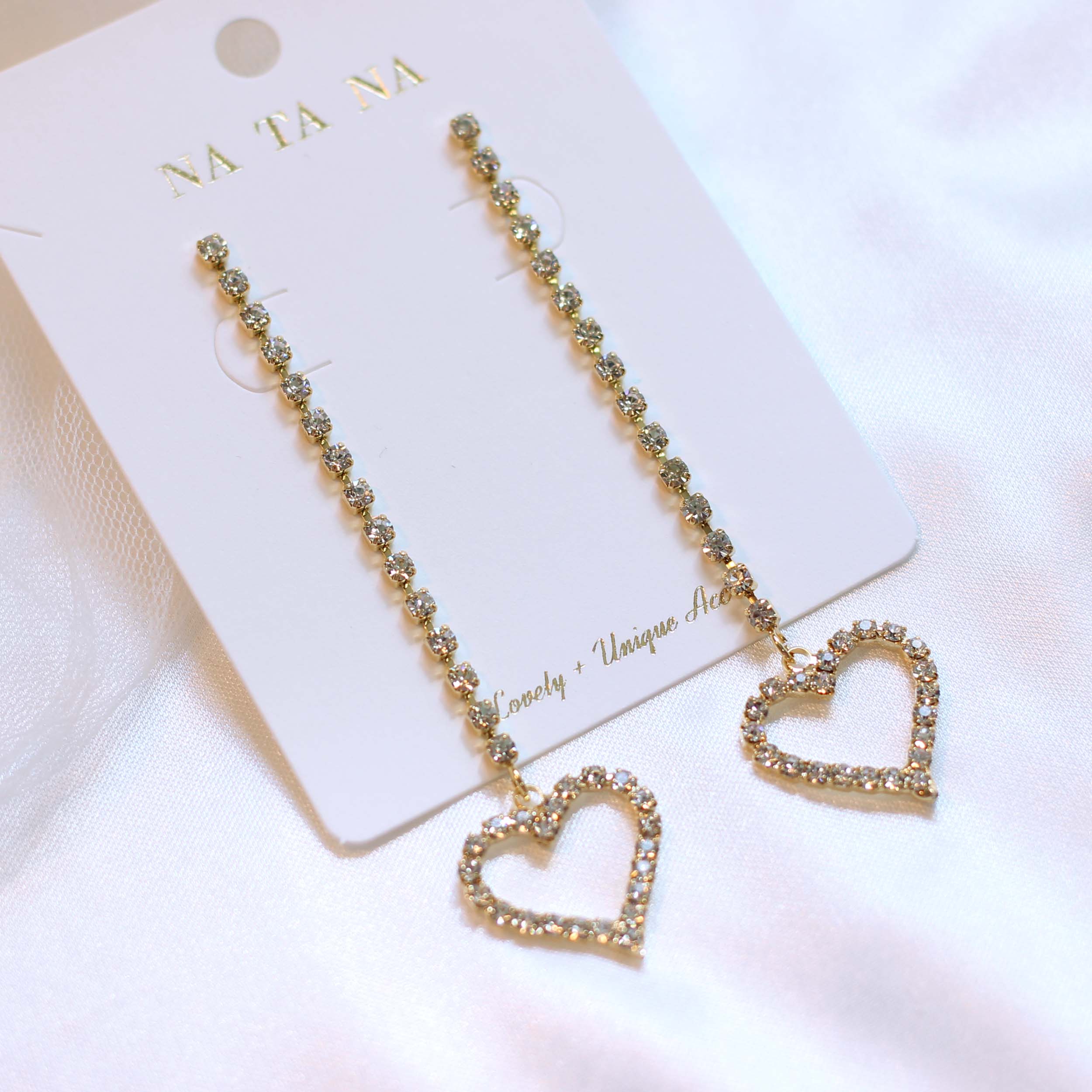 Simple Cubic Heart Drop Earrings Spinning Antique 