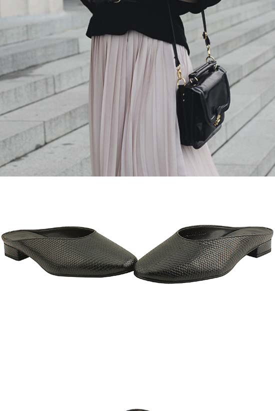 New Square Nose Snake Blower Black Slippers Square