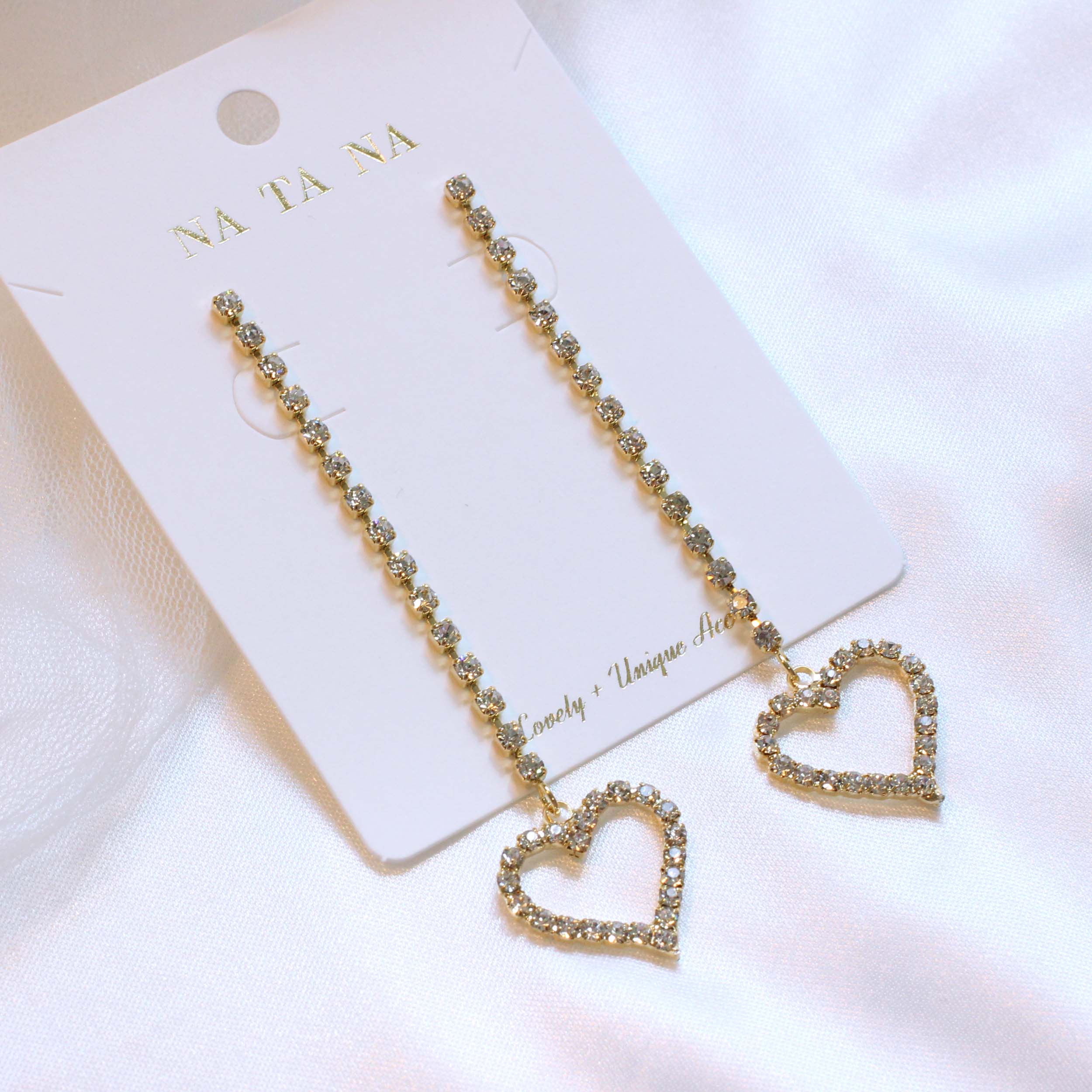 Simple Cubic Heart Drop Earrings Spinning Antique 