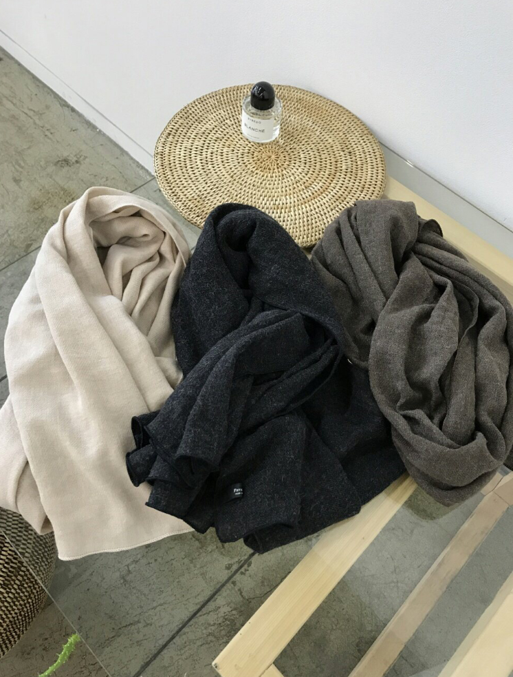 Wool muffler Daily Beige Autumn simple solidarity 