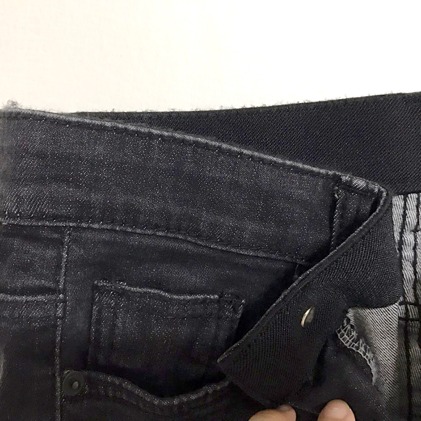 Women Jeans Pants Span Date Fit Banding Black Deni