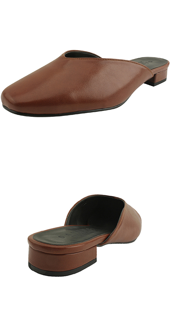 New Square Tobopper Brown Mule Slippers 30s Women&