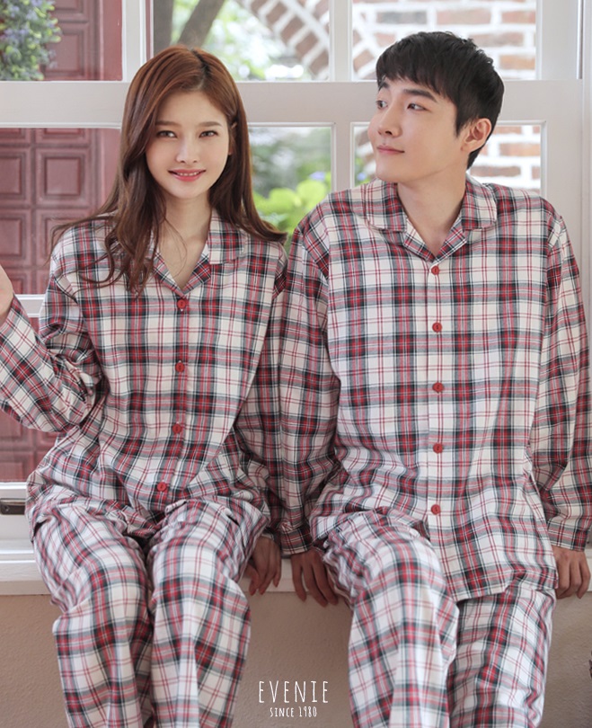 New Warm Tartan Check Pajamas Women's Couple Pa