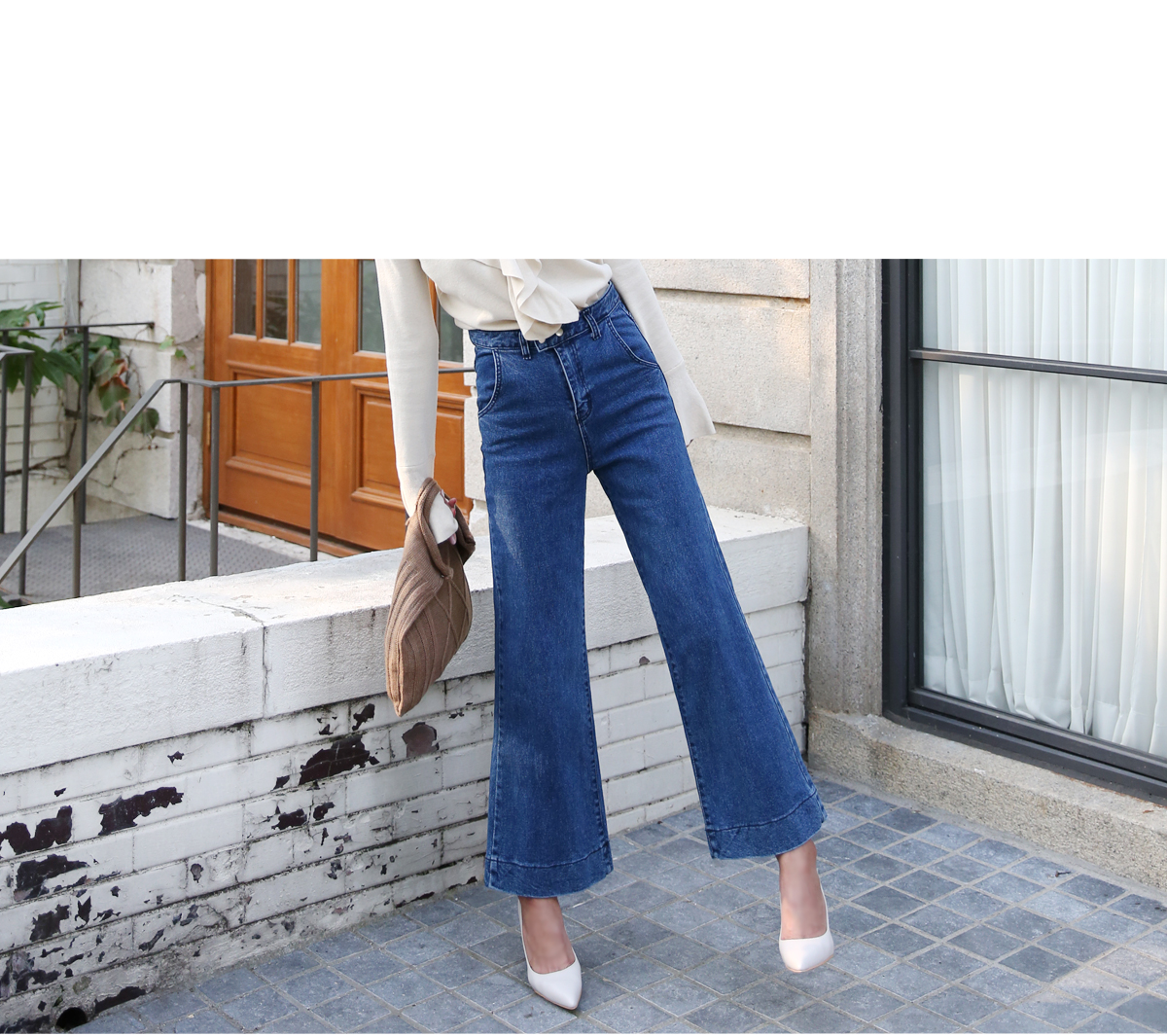 Women Jeans Pants High waist wide boots cut jeans 