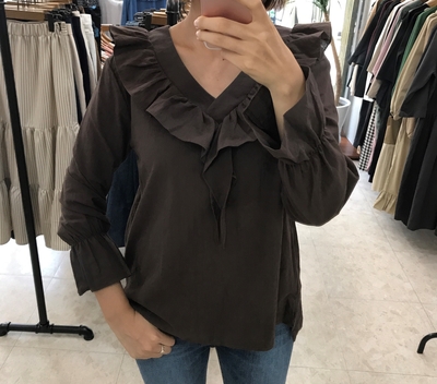NEW FASHION LADY GIRL Blouse Fall Ruffle V Neck