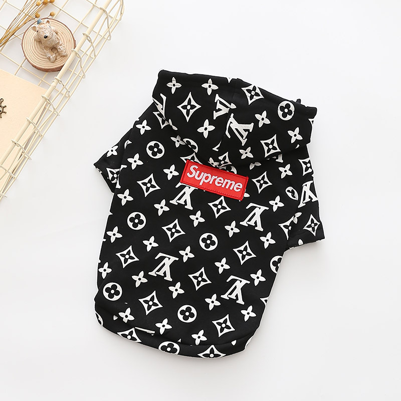 NEW DOG FASHION LV Supreme Collaboratory Hoodie Do