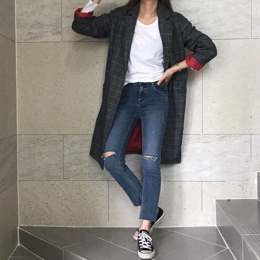 Women Jeans Pants Part 8 Kneeling Cutting Date Jea