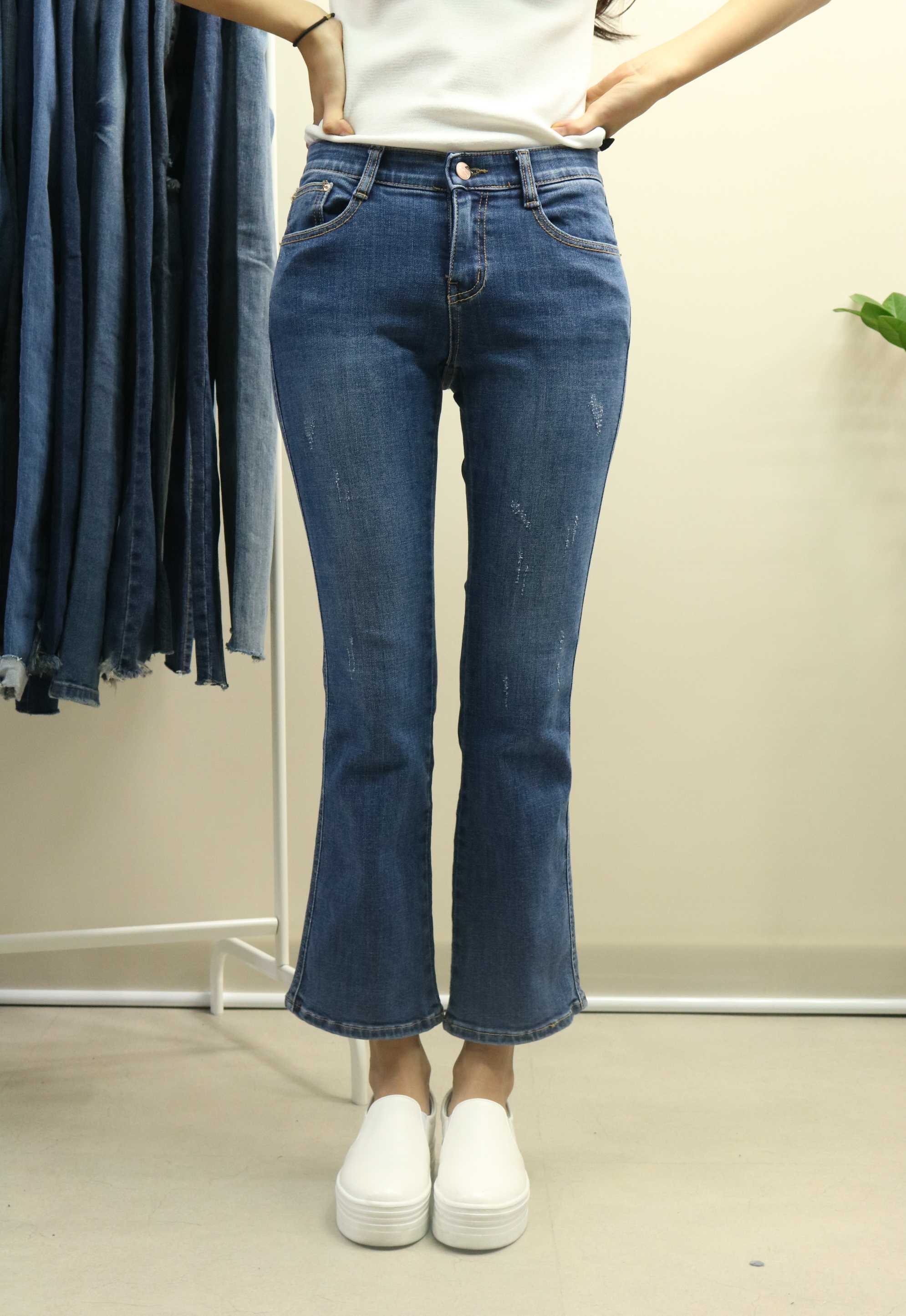 Women Jeans Pants Autumn Semi-Boot Cut Jeans Pants