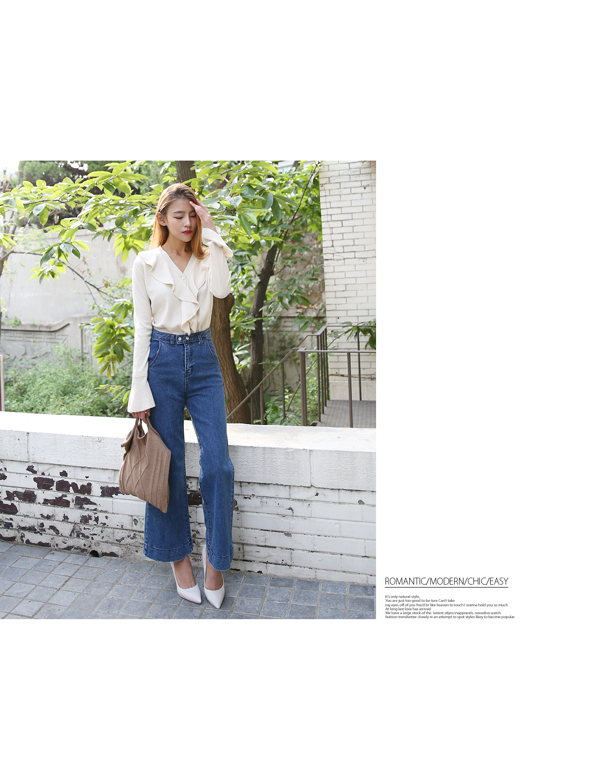 Women Jeans Pants High waist wide boots cut jeans 