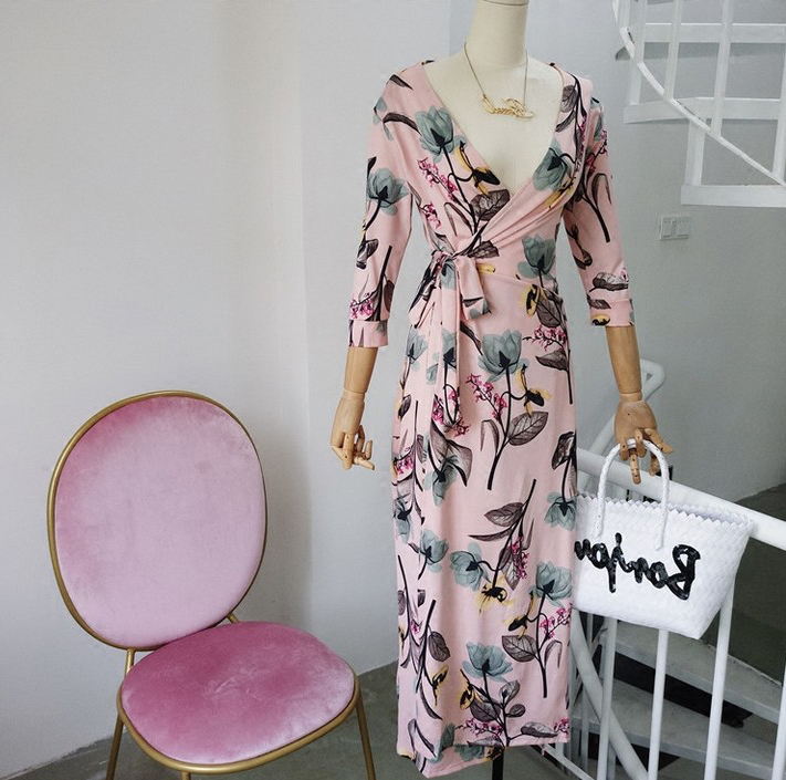 New Women Dress goddess flower wrapped dress bohem