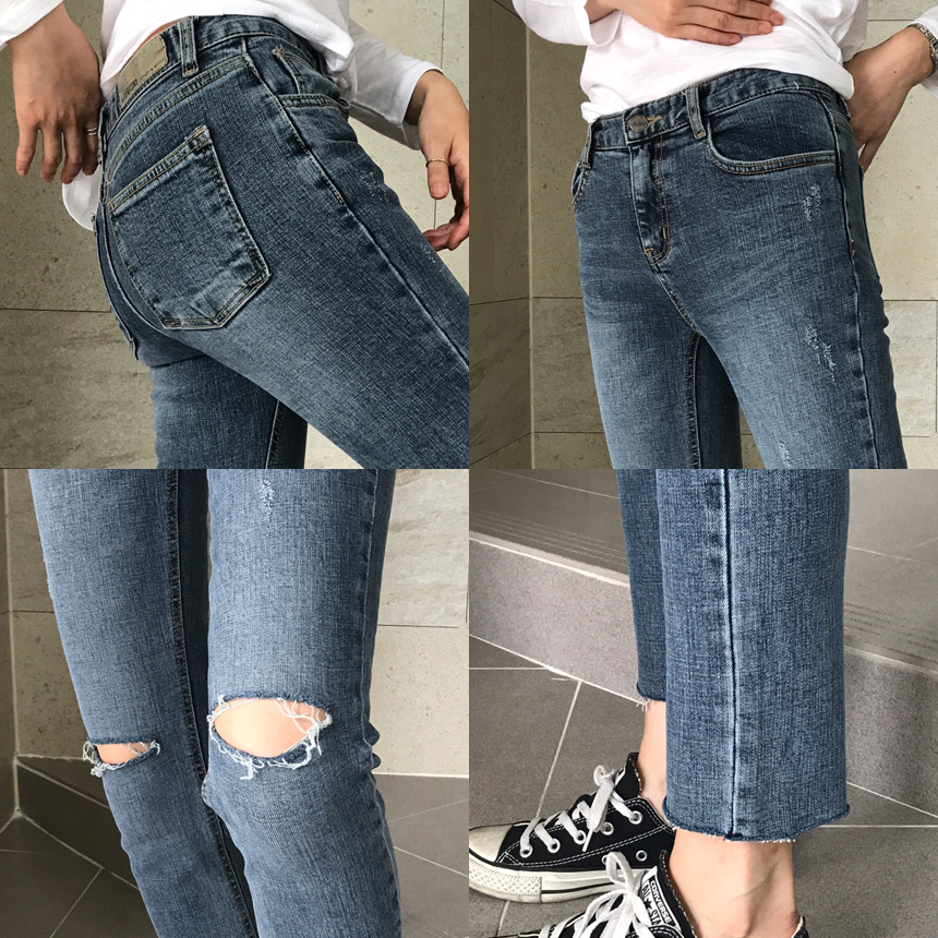 Women Jeans Pants Part 8 Kneeling Cutting Date Jea