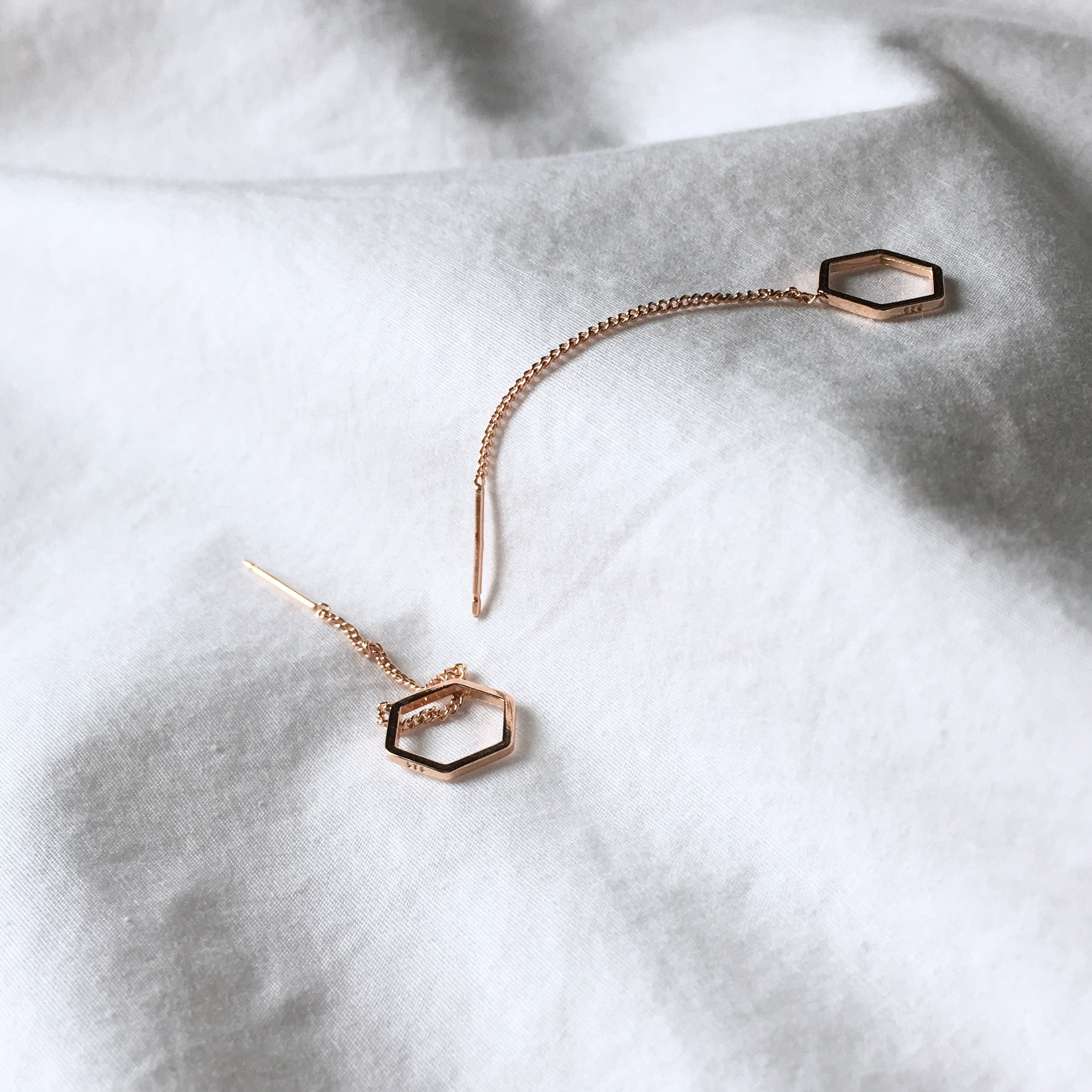 moumou Hexagonal drop earrings Women's gift shi