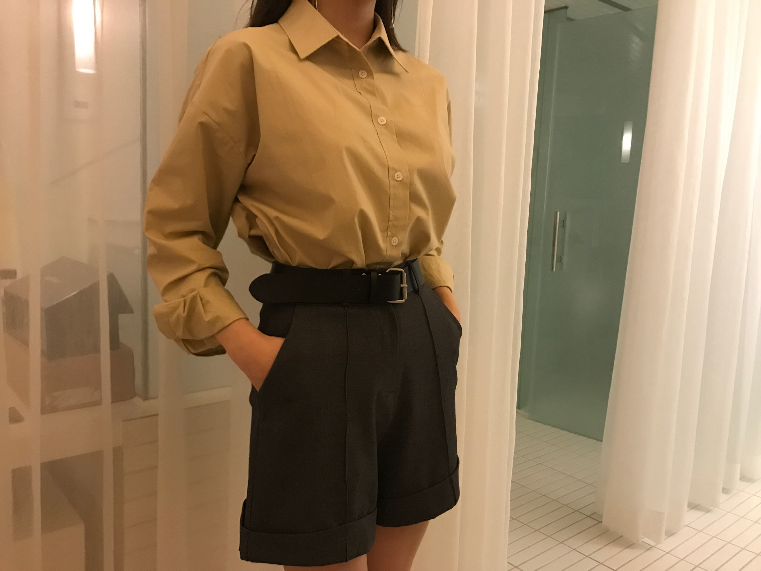 Women Short Pants Belt Set Shorts Simplicity Class