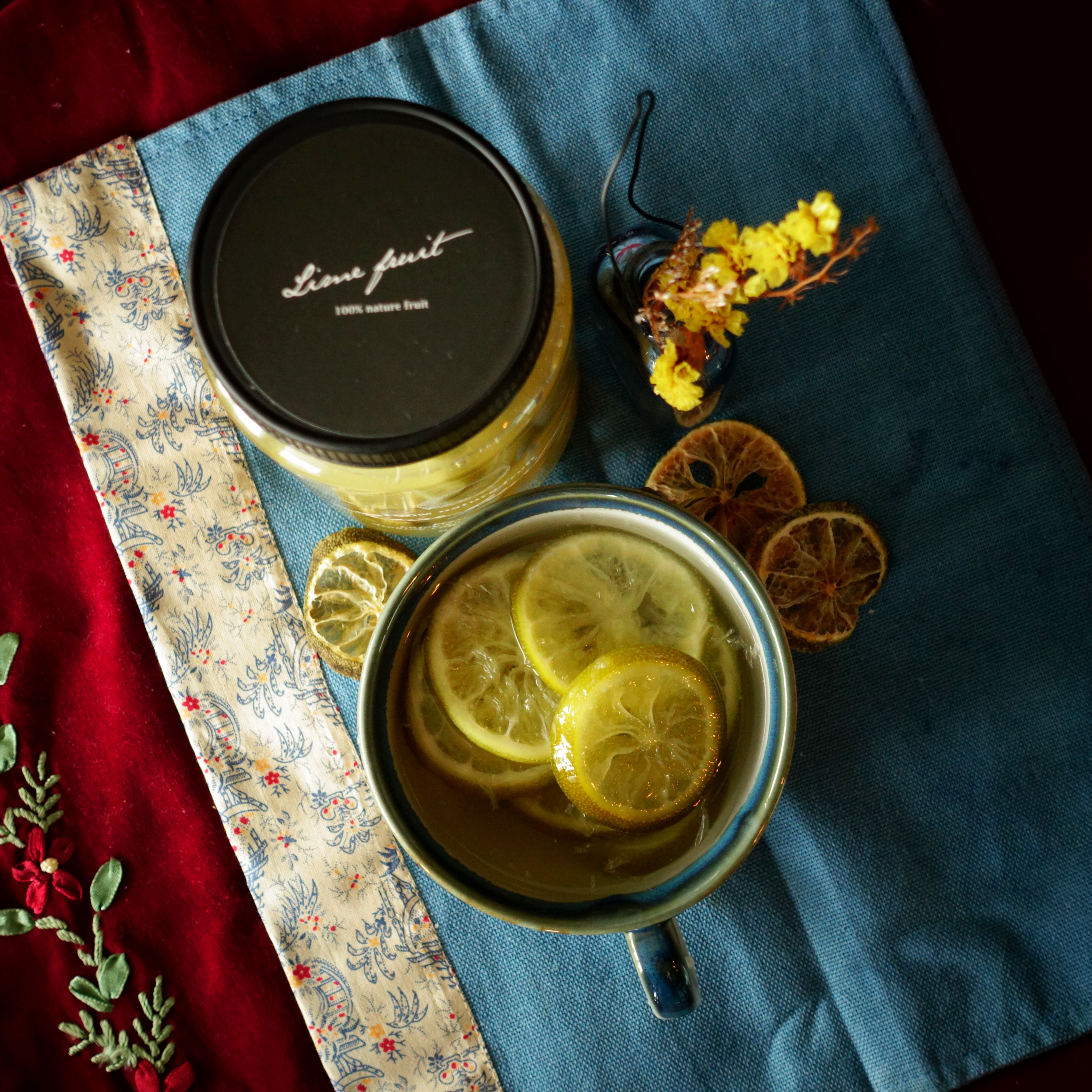 NEW HONEY CITRON TEA Handmade Fruits Blue Gift Set