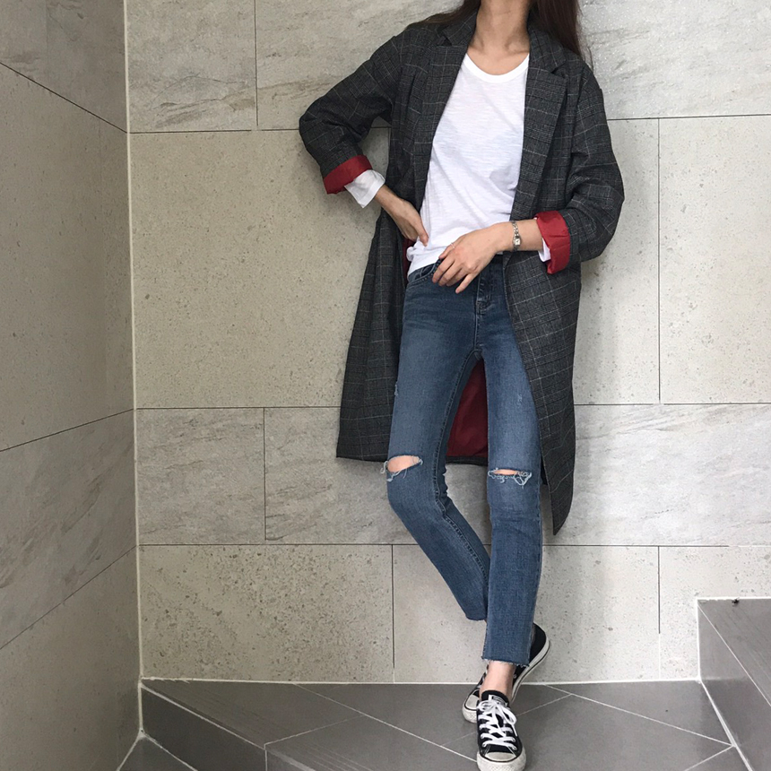 Women Jeans Pants Part 8 Kneeling Cutting Date Jea