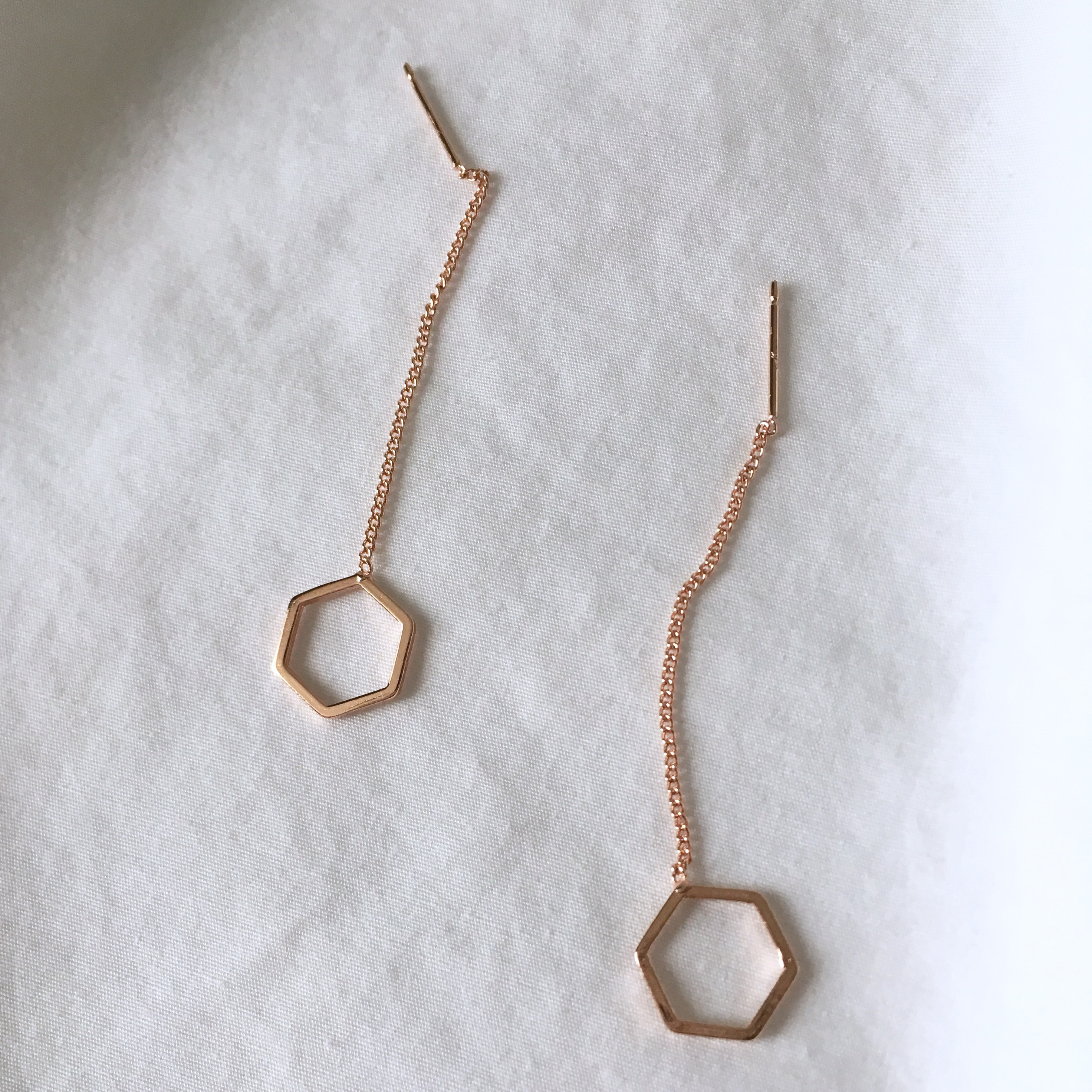 moumou Hexagonal drop earrings Women's gift shi