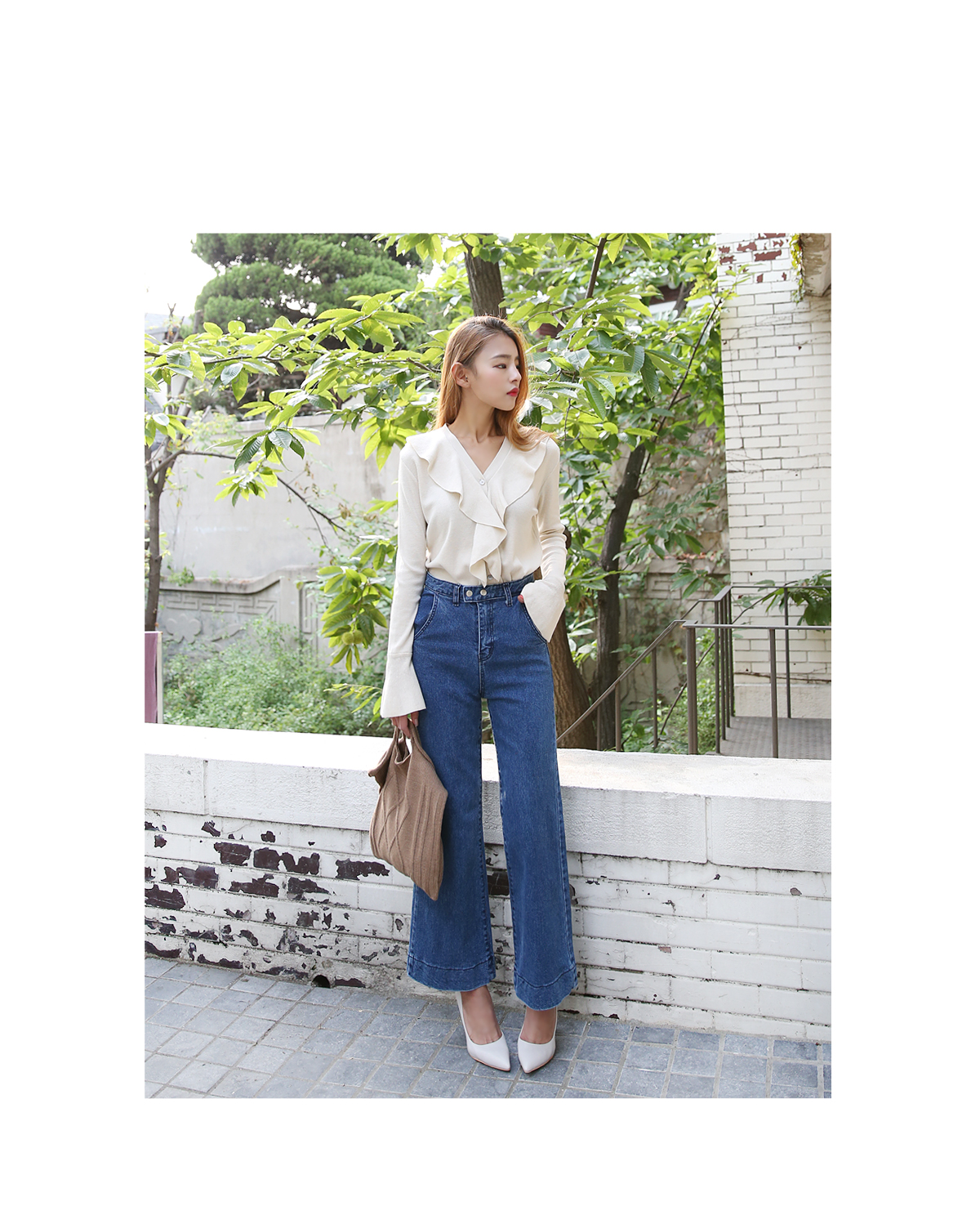 Women Jeans Pants High waist wide boots cut jeans 