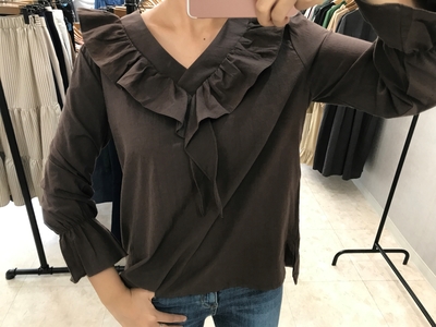 NEW FASHION LADY GIRL Blouse Fall Ruffle V Neck