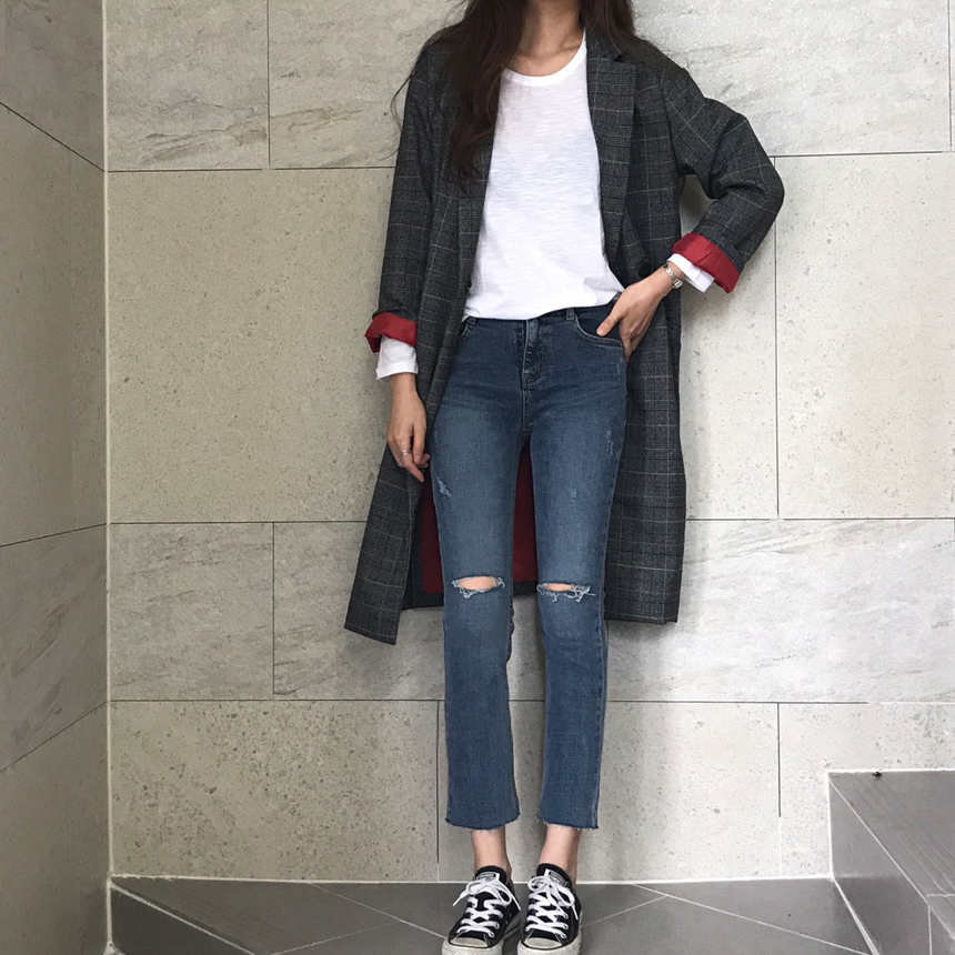 Women Jeans Pants Part 8 Kneeling Cutting Date Jea