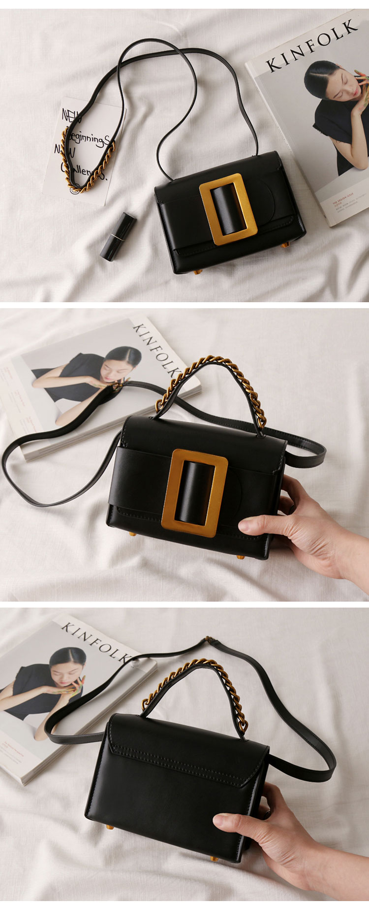 New buckle decoration mini cross cowhide leather, 