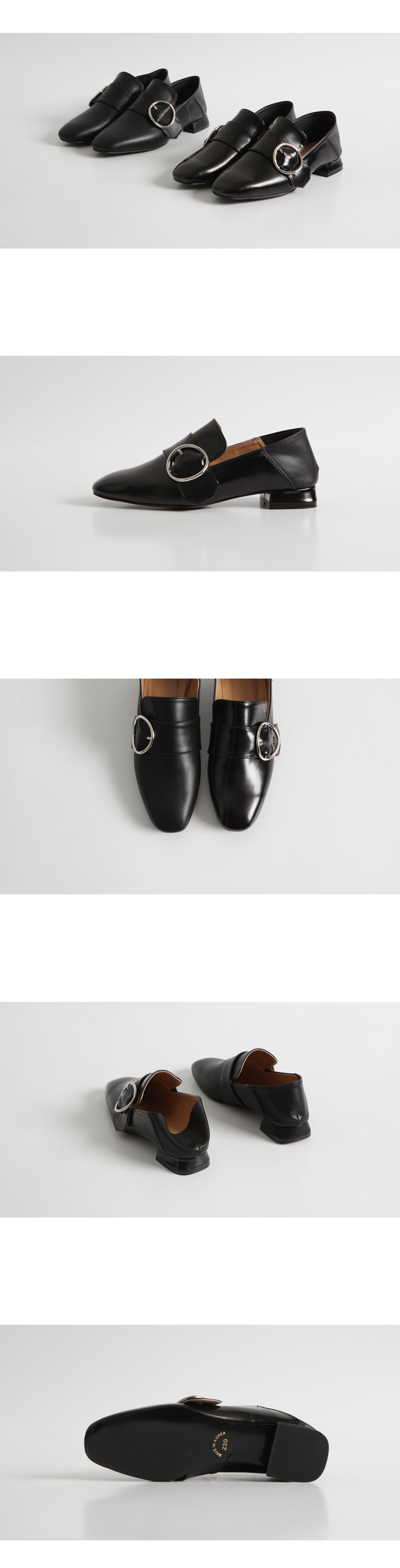 New chic leather enamel buckle loafers Easy coordi