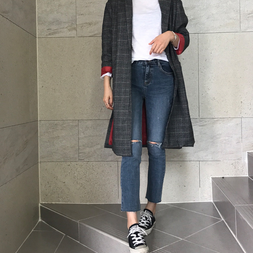 Women Jeans Pants Part 8 Kneeling Cutting Date Jea