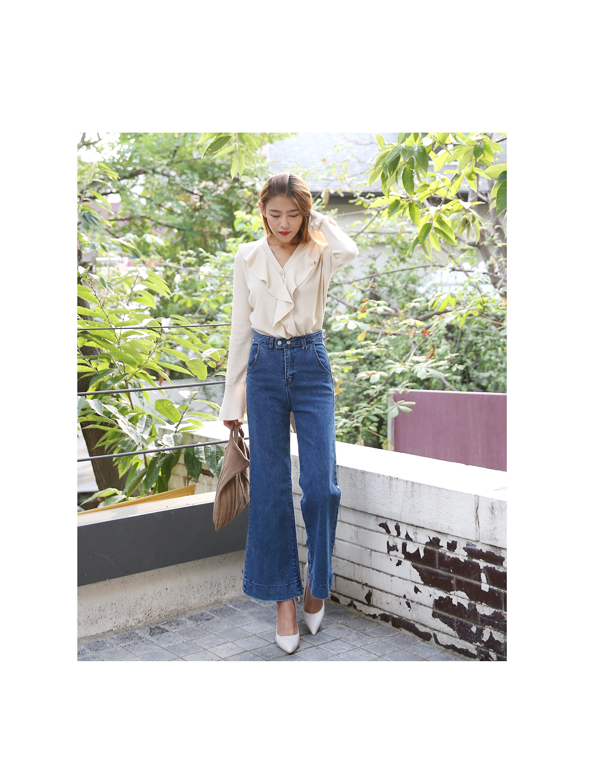 Women Jeans Pants High waist wide boots cut jeans 